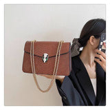 Snake pattern luxury square chain bag