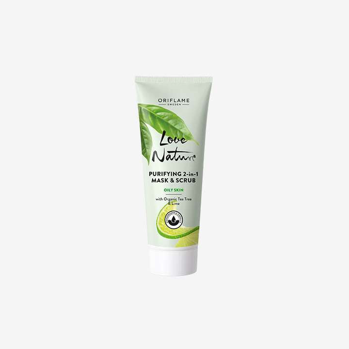 A 2-in-1 purifying lemon scrub and mask with organic tea tree oil extract