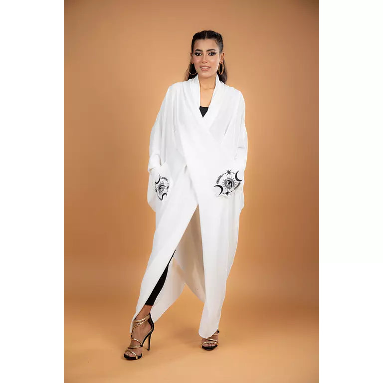 Asymmetric Oversized Eye Embroidery Top