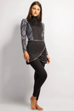 4PACK FULL BODY BURKINI ONE PIECE SWIMSUIT WITH BEACH SKIRT AND PANTS AND SWIM CAP