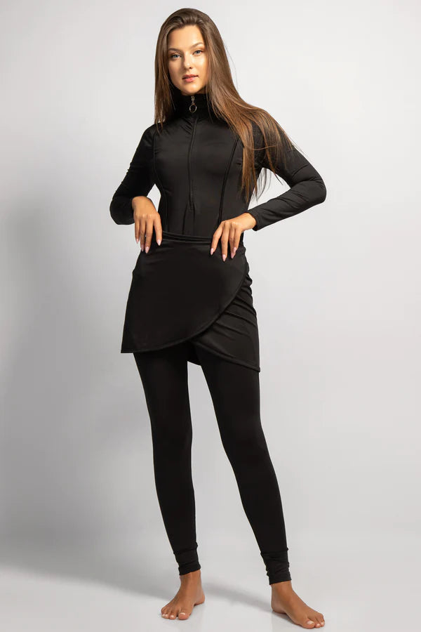 4PACK FULL BODY BURKINI ONE PIECE SWIMSUIT WITH BEACH SKIRT AND PANTS AND SWIM CAP
