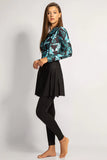 4PACK FULL BODY BURKINI ONE PIECE SWIMSUIT WITH BEACH SKIRT AND PANTS AND SWIM CAP