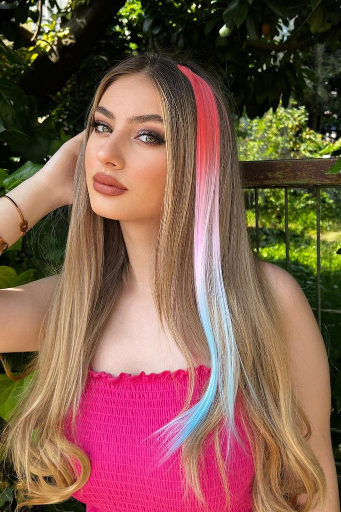 Side Snap Hairpiece / 3 Color Ombre / 50 Cm