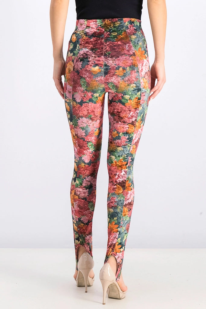 Bershka Women's Floral Printed Pull-On Leggings Egypt, Maroon Combo