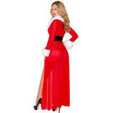 Womens Christmas Sexy Long Sleepwear Fluffy Fur Belt Underwear Night Dress Coat