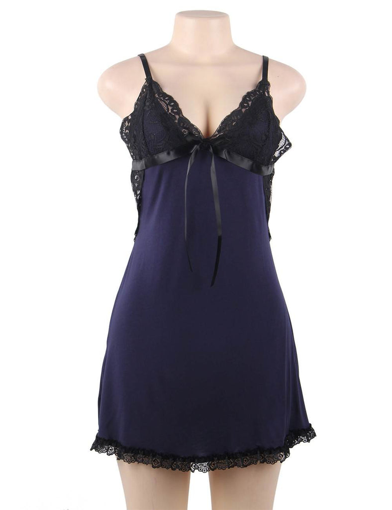 Plus Size Dark Blue & Black & Red Sexy Fashion Cotton High Quality Women Pajama Sets