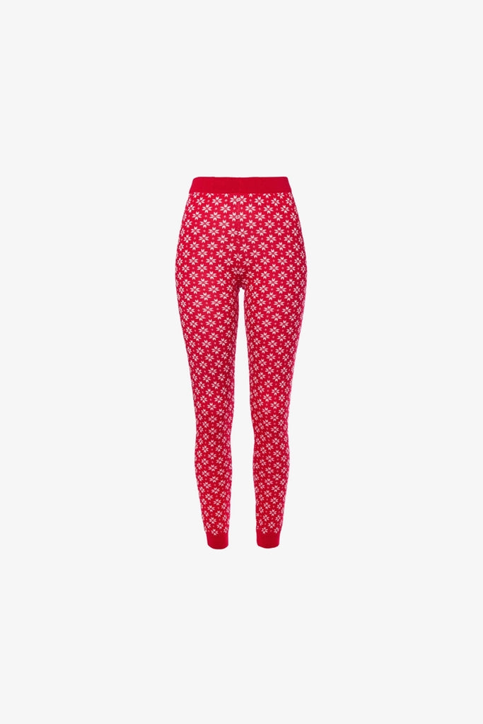 Tchibo Women's Knitted Leggings, Red White Combo