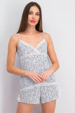 Marilyn Monroe Women's Floral Top And Short Sleepwear Egypt Set, Blue Toss