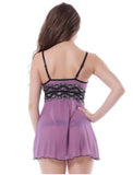 Camisole Purple Lace Sexy Babydoll With G string