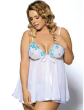 New White Sexy Sheer Lace Open Back Babydoll Dress