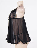 Rosy Sexy Sheer Lace Open Back Babydoll Dress