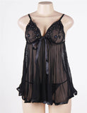 Rosy Sexy Sheer Lace Open Back Babydoll Dress