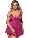 Rosy Sexy Sheer Lace Open Back Babydoll Dress