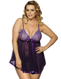 Rosy Sexy Sheer Lace Open Back Babydoll Dress