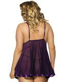 Rosy Sexy Sheer Lace Open Back Babydoll Dress