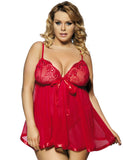 Rosy Sexy Sheer Lace Open Back Babydoll Dress