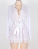 Sheer Lace Trim Purple & Red & Black & White & Pink Robe Egypt With Thong
