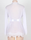 Sheer Lace Trim Purple & Red & Black & White & Pink Robe Egypt With Thong