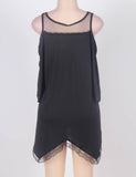 Black Hollow Shoulder Lace Dress