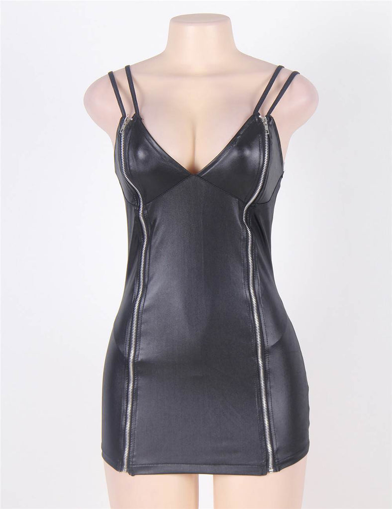 Black Sexy Leather Dress