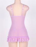 Sexy Red & Purple & Black & White Slim Deep V Neck Lace Sleepwear With Thong