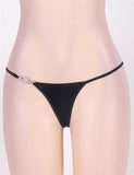 Sexy Black Jeweled Side Thong