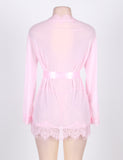 Sheer Lace Trim Purple & Red & Black & White & Pink Robe Egypt With Thong