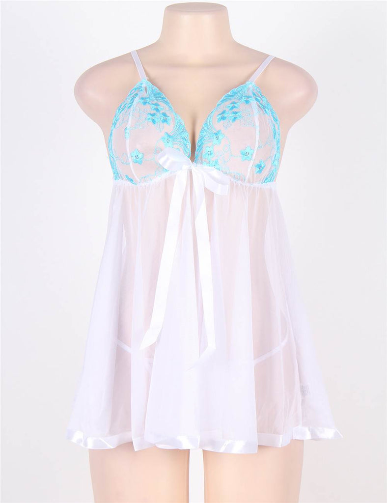 Sexy Sheer Lace Open Back Babydoll Dress