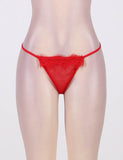 New Sheer Lace Trim Purple & Red & Black & White & Pink Robe With Thong