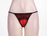 Red Sexy Transparent Lace Garter Panty  With Farawlaya