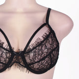 Plus Size Black & White Eyelash Lace Bra Set