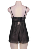 Black & Red Sweetheart Scalloped Lace Decor Babydoll Egypt