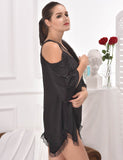Black Hollow Shoulder Lace Dress