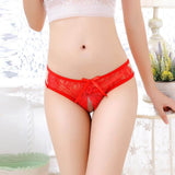 Rose Sexy Open Crotch Lace Bow Panty