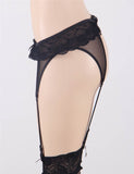 Black Transparent Lace Garter Panties