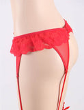 Black Transparent Lace Garter Panties
