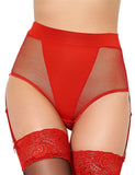 High Waist Side Black Garter Fishnet Panty