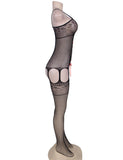 Black Fishnet Red Croch Front Bodystocking