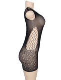 Crotchet Mesh Hollow-out Mini Chemise Bodystocking