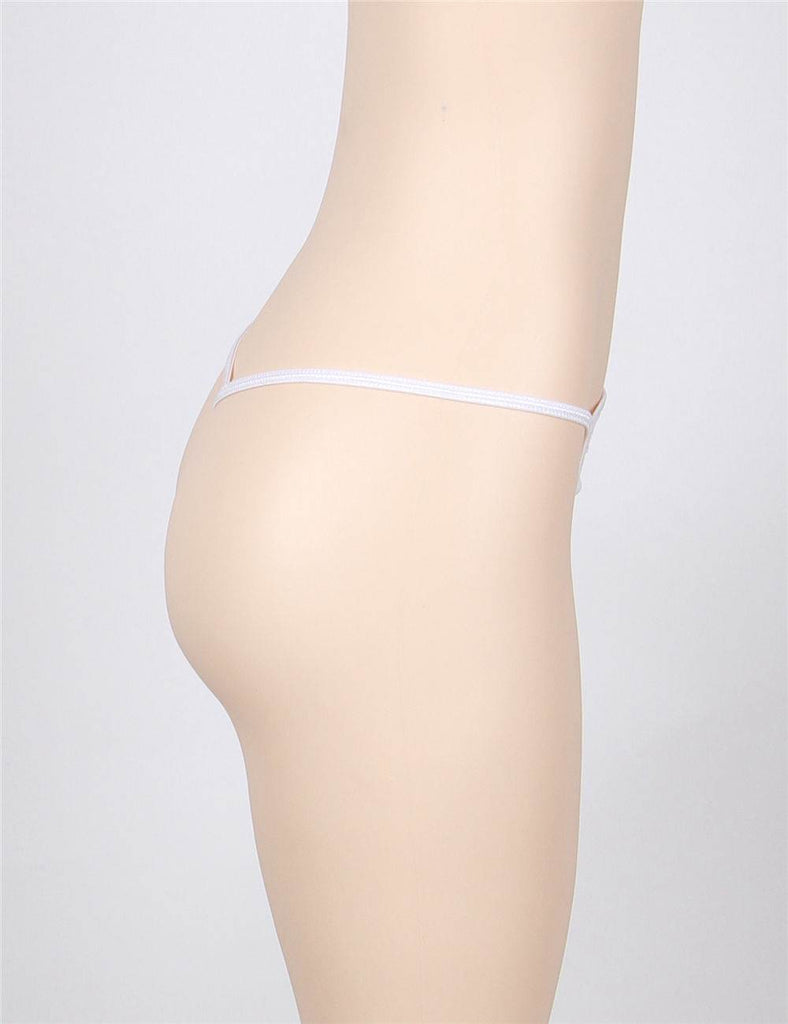 Delicate Crotchless White Floral Lace String