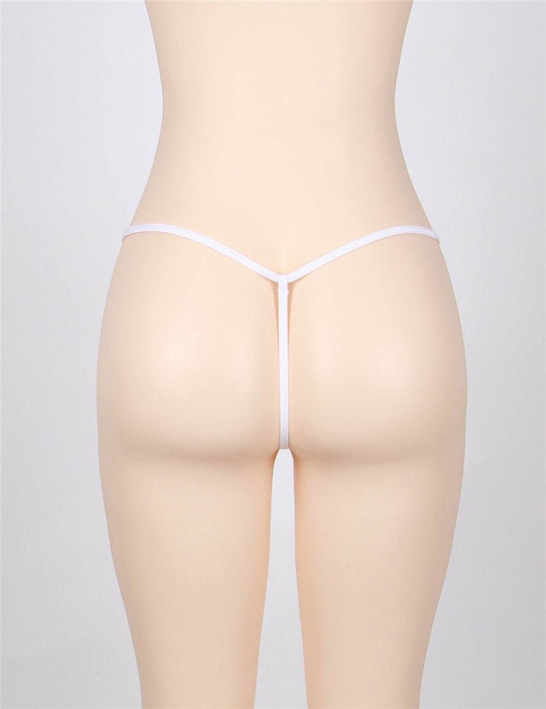 Delicate Crotchless White Floral Lace String