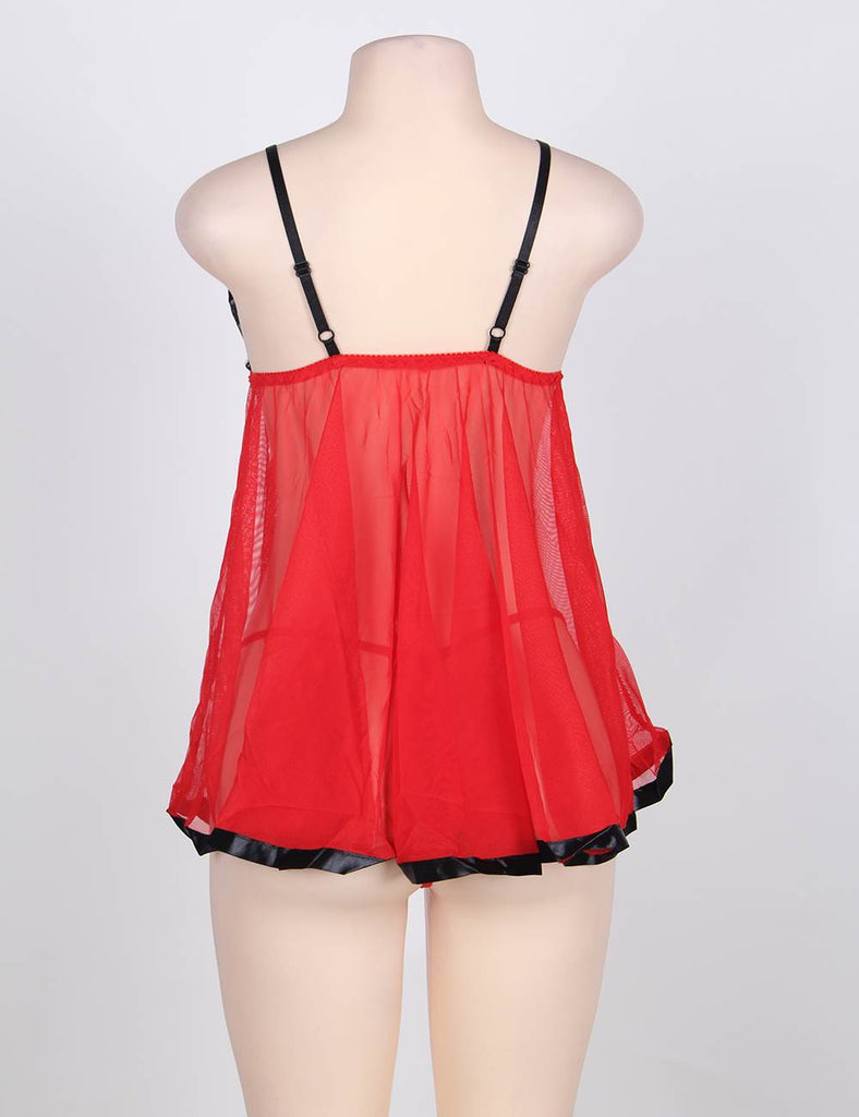 Rosy Sexy Sheer Lace Open Back Babydoll Dress