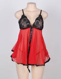 Rosy Sexy Sheer Lace Open Back Babydoll Dress