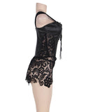 Faux Leather and Venice Lace Corset