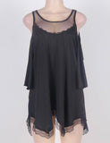 Black Hollow Shoulder Lace Dress