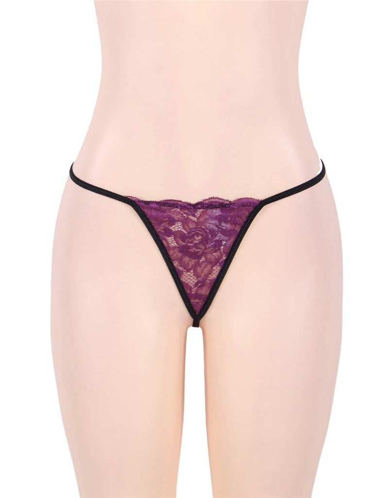 Purple Lace Cups Satin Plus Size Chemise