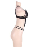Love Affair Black Scalloped Lace Teddy Lingerie
