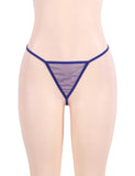 Plus Size Blue Sheer Mesh Babydoll Lingerie Set-With Farawlaya