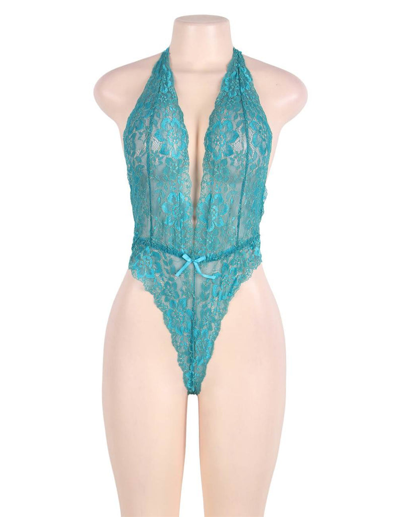 Floral Lace Teddy With Eye patch