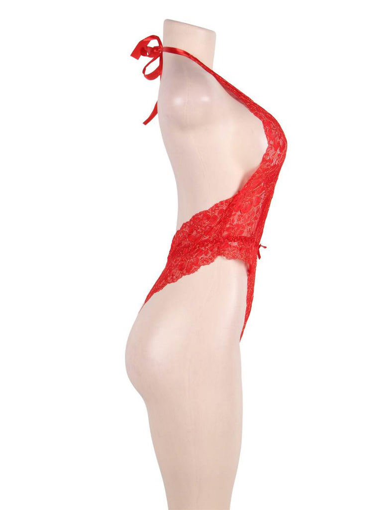 Floral Lace Teddy With Eye patch